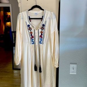 Sweet Salt Long Sleeve cotton, lined, embroidery embellished dress, size M